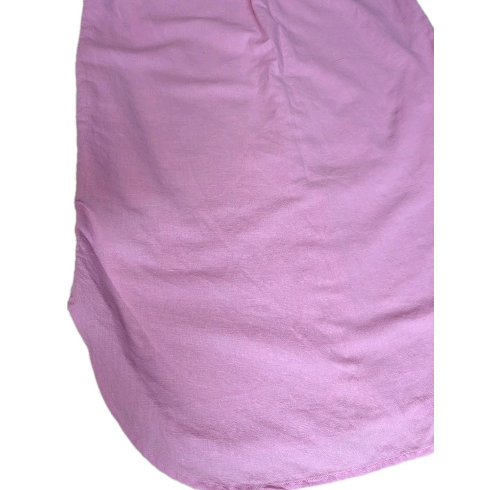 GAP Pink Linen Blend Short Sleeve Button Front Shirt Dress XS Petite W/ Pockets - Picture 13 of 13